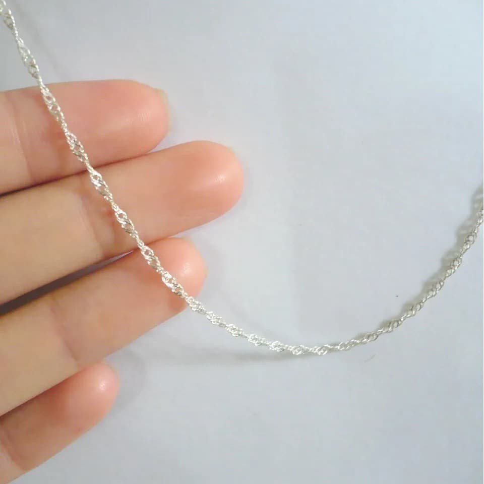 Corrente Choker Cordão Singapura Masc/Femin. Prata   45cm Premium / Qualidade Le Bijoux Banhada a  / Cordão / corrente /