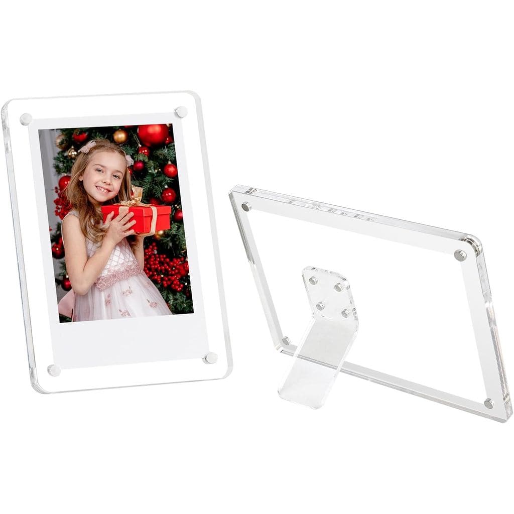 Porta-retratos magnético de acrílico transparente com suporte removível