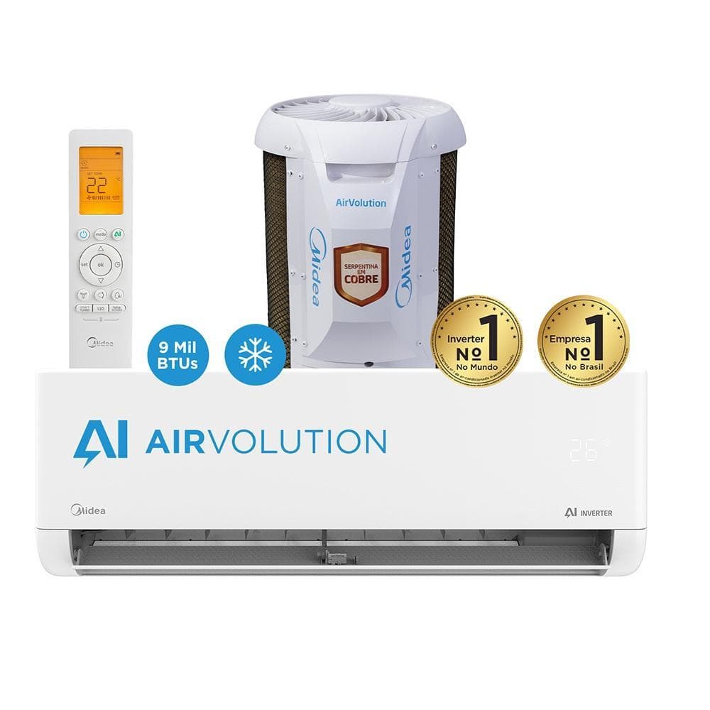 Ar Condicionado Split Midea Hi Wall Inverter AI AirVolution 12.000 BTU/h Frio Monofásico