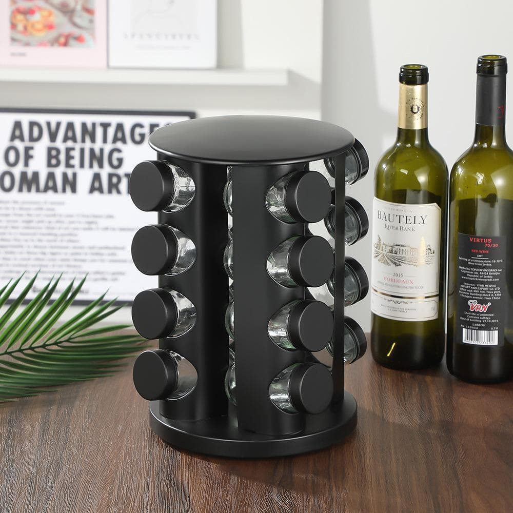Porta-temperos giratório em aço inoxidável, utensílio de cozinha, acessórios para temperos, porta-temperos de potes 