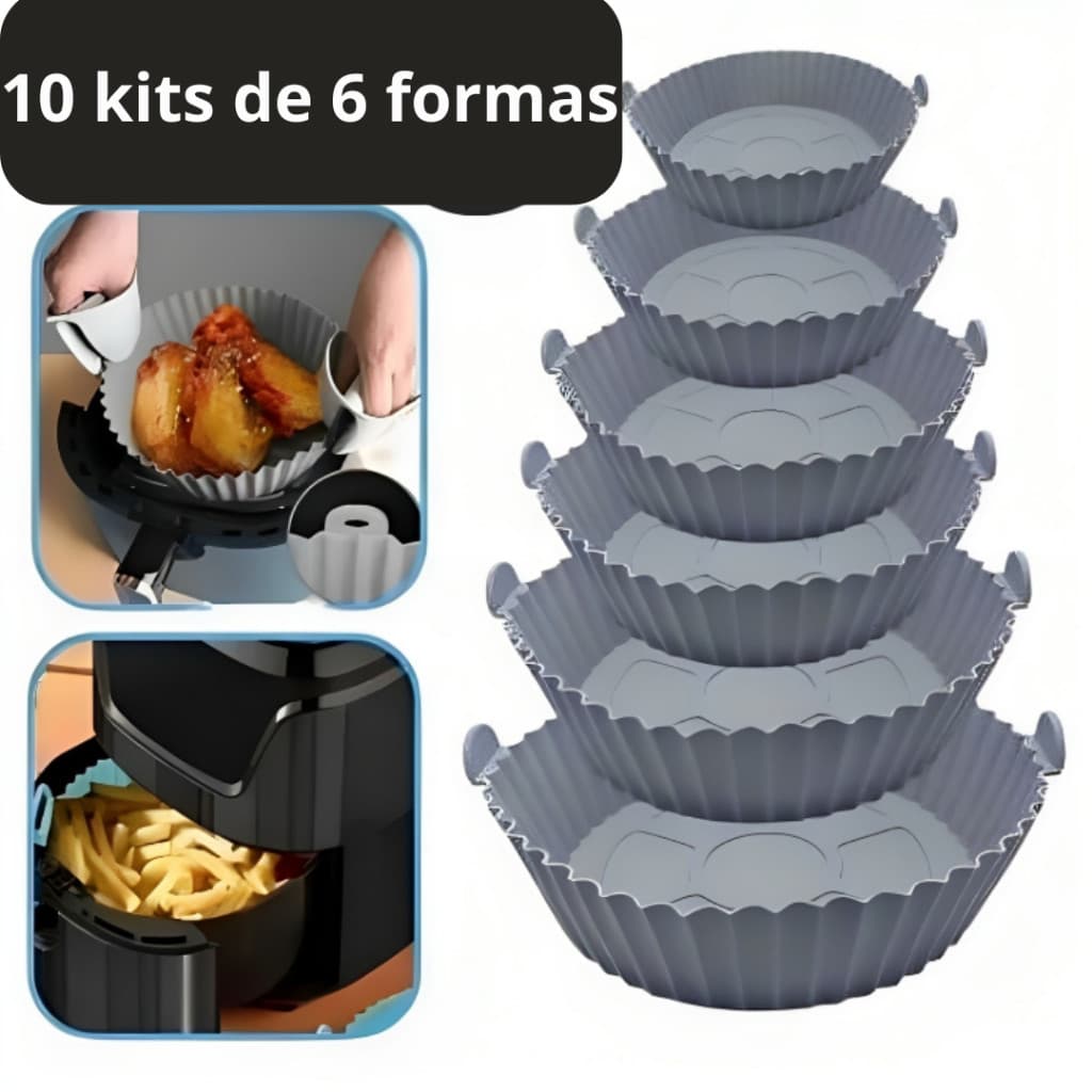 10 kits de cestos de silicone antiaderente para air fryer, microondas, panela e forno