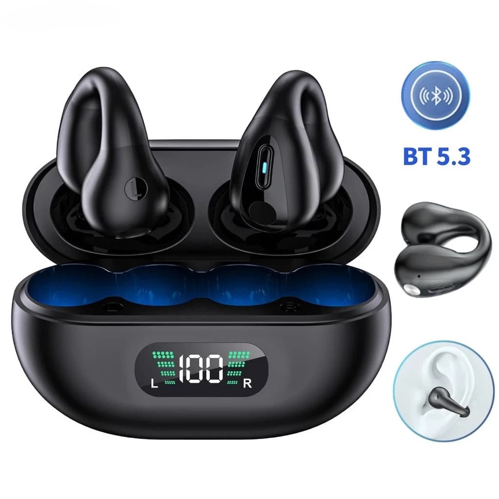 Fones de ouvido sem fio X22 Bluetooth 5.3 com controle por toque e LEDs, design esportivo, em suporte de carregamento com compartimentos