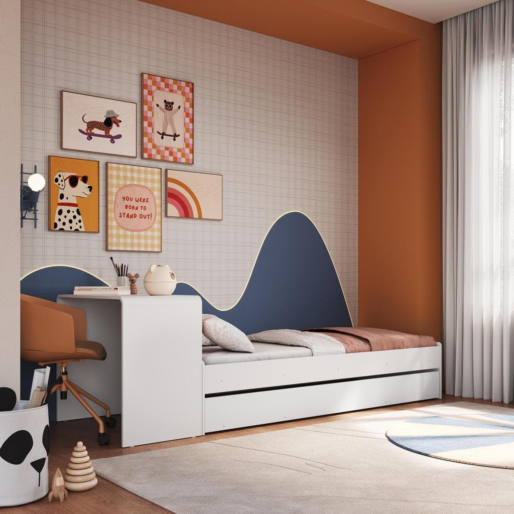 Cama Infantil Solteiro Multifuncional com Escrivaninha Integrada Cama Auxiliar para Quarto Infantil