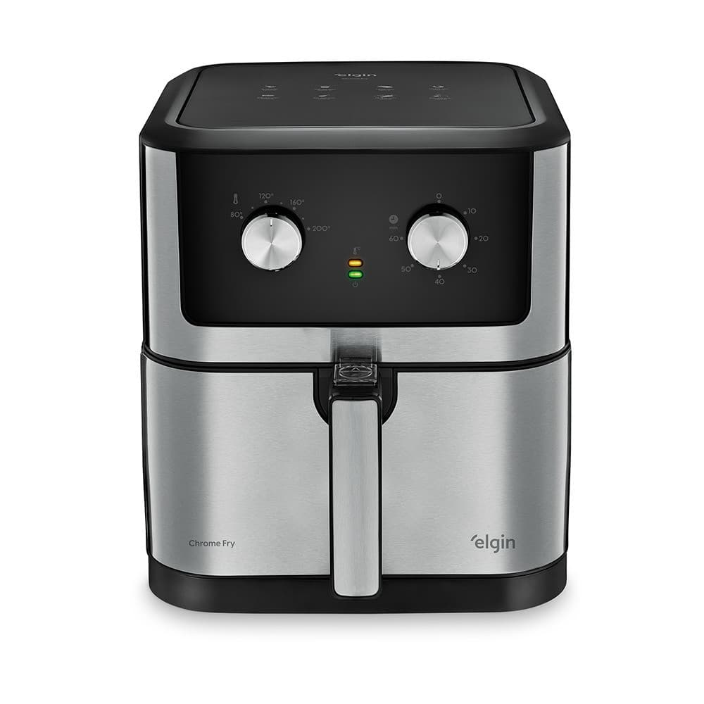 Fritadeira Air Fryer 8L Chrome Fry 1.900W 110V Elgin, aço inoxidável e preto