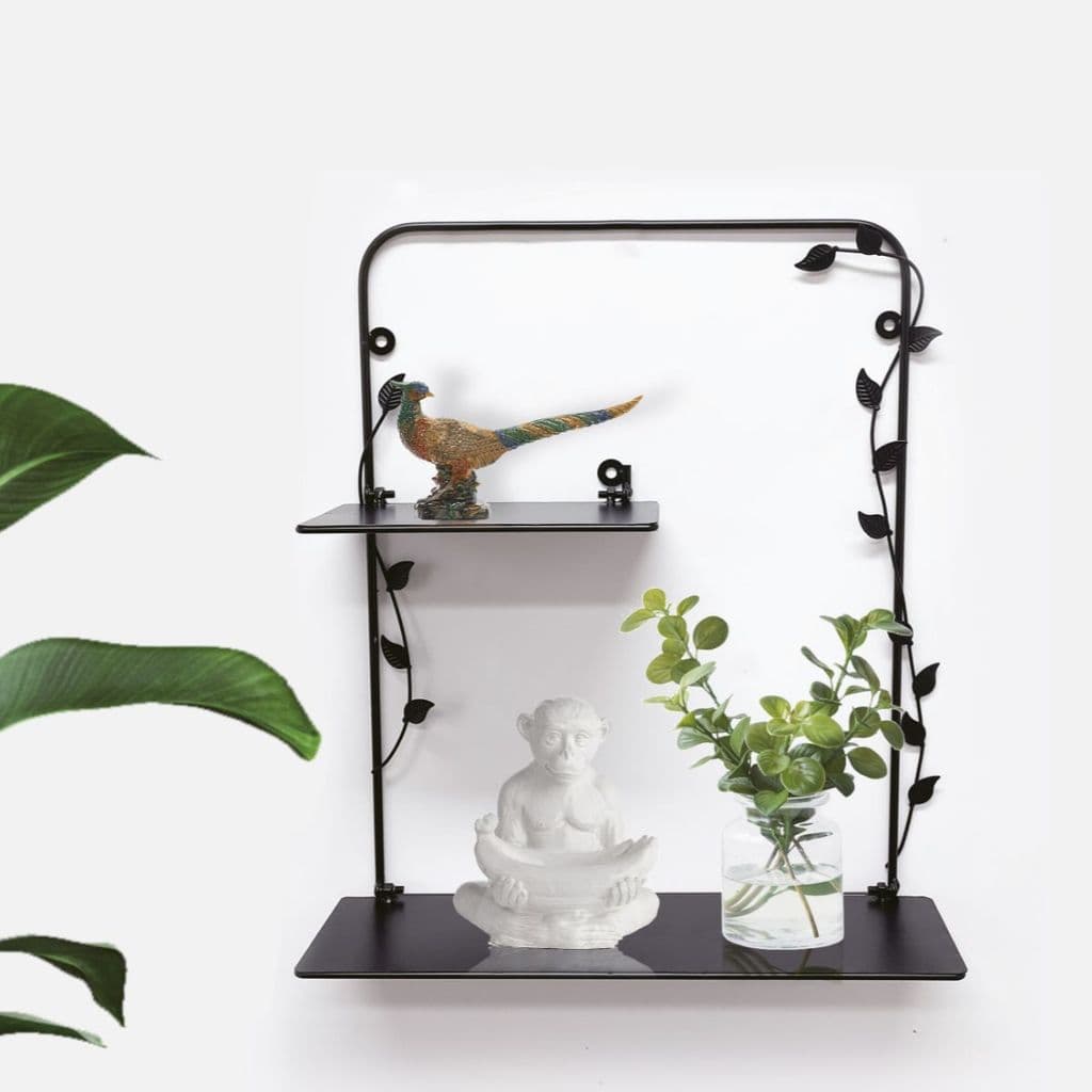 Prateleira Metal 2 Prat. Dobravel Folhas STEEL 351040 Multivisao nicho em ferro com 2 prateleiras, prateleira decorativa