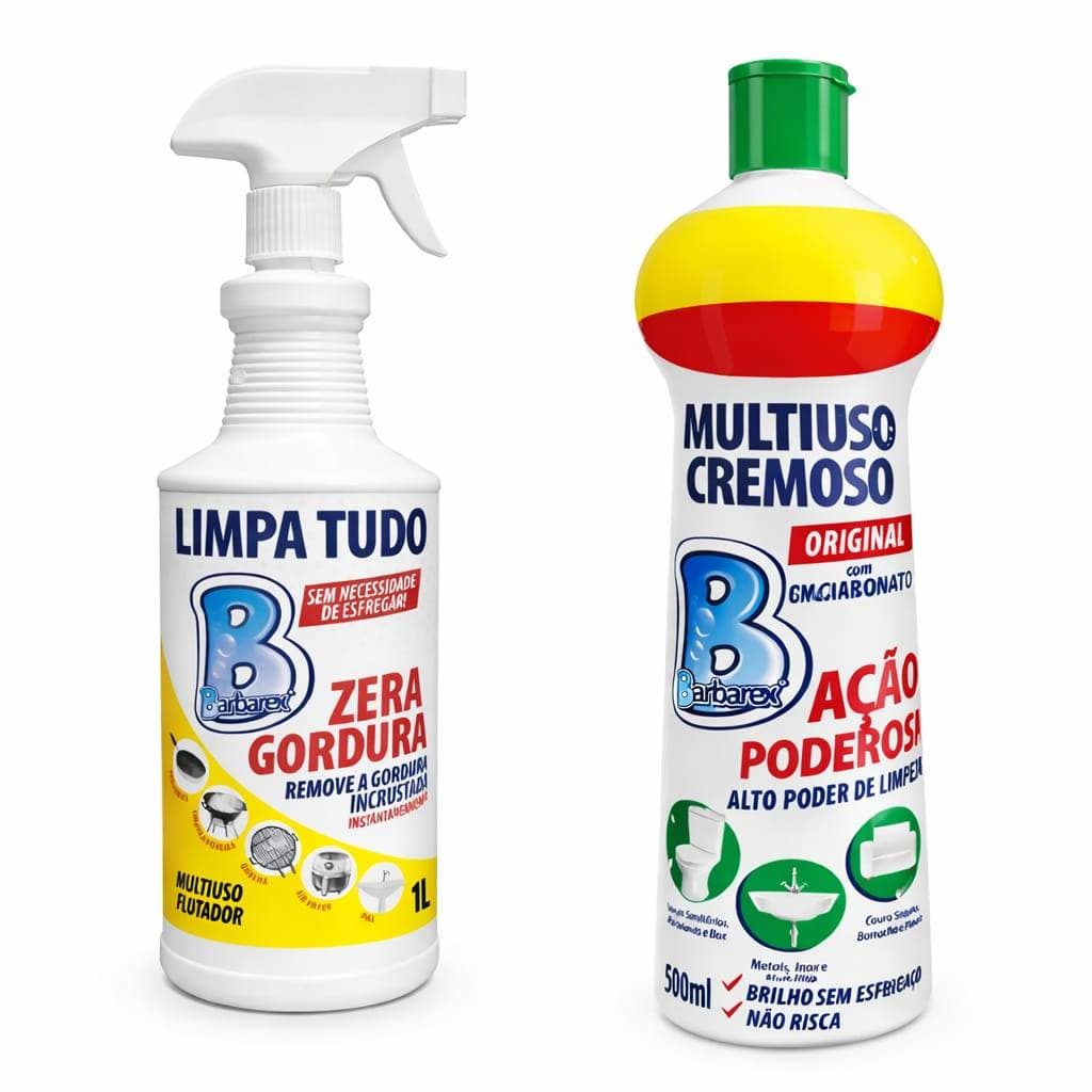 Kit Limpeza Profissional Flotador 1L e Multiuso Cremoso 500ml Limpeza Pesada Sofá Carro