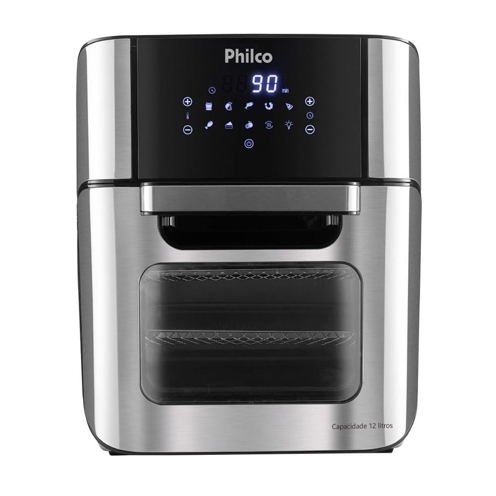 Fritadeira Air Fryer Philco Oven PFR2200P 12 litros, aço inoxidável, preto
