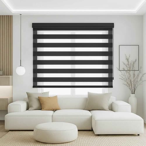 Persiana Rolô dupla zebrada Double Vision Zebra Varios tamanhos pronta Sunny Preto completa