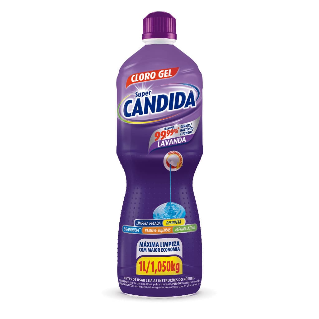 Cloro em Gel Super Candida 1LT Lavanda Limpeza Pesada Qualquer Ambiente Multiuso Fórmula em Gel