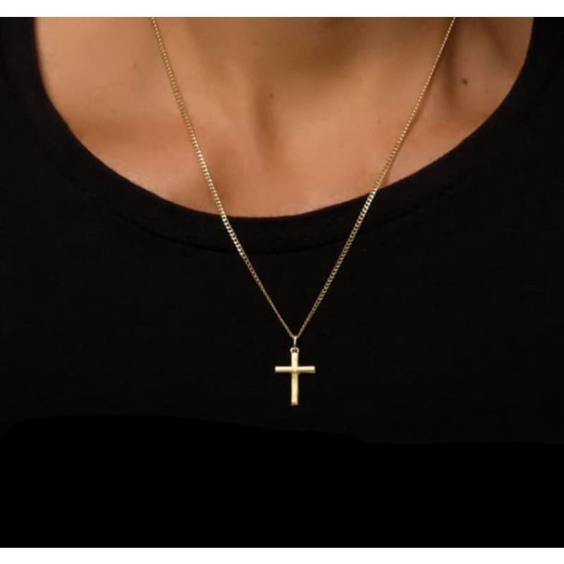 corrente cordão masculino fino    a ouro grumet com pingente Cruz Premium / Le Bijoux colar cordão corrente EXCLUSIVA ma