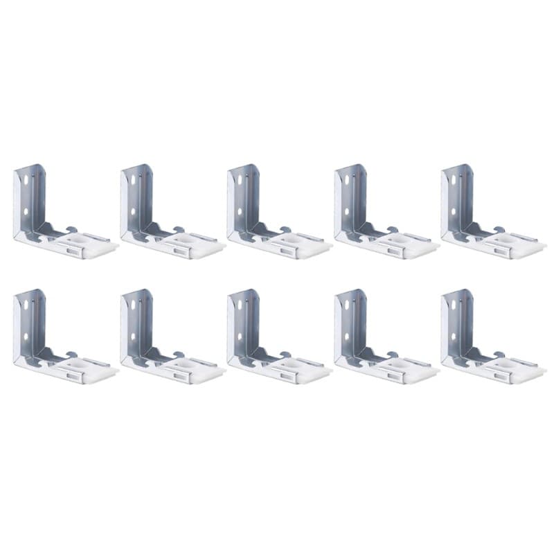 Nove suportes de montagem cega de metal prateado e branco para sombras e persianas