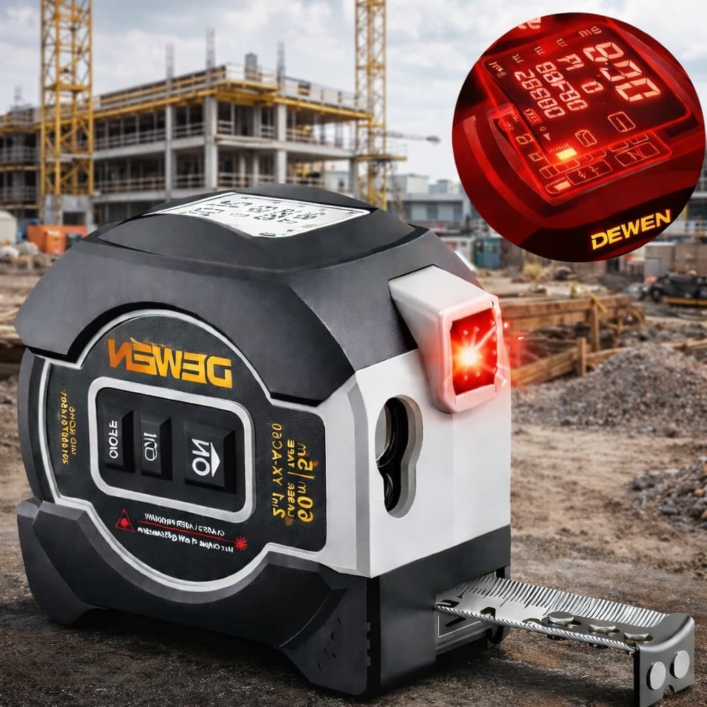 Trena Digital 3 Em 1 Com Nível Laser E Fita Métrica Visor LCD Digital Profissional Alta Precisão Multifuncional Top