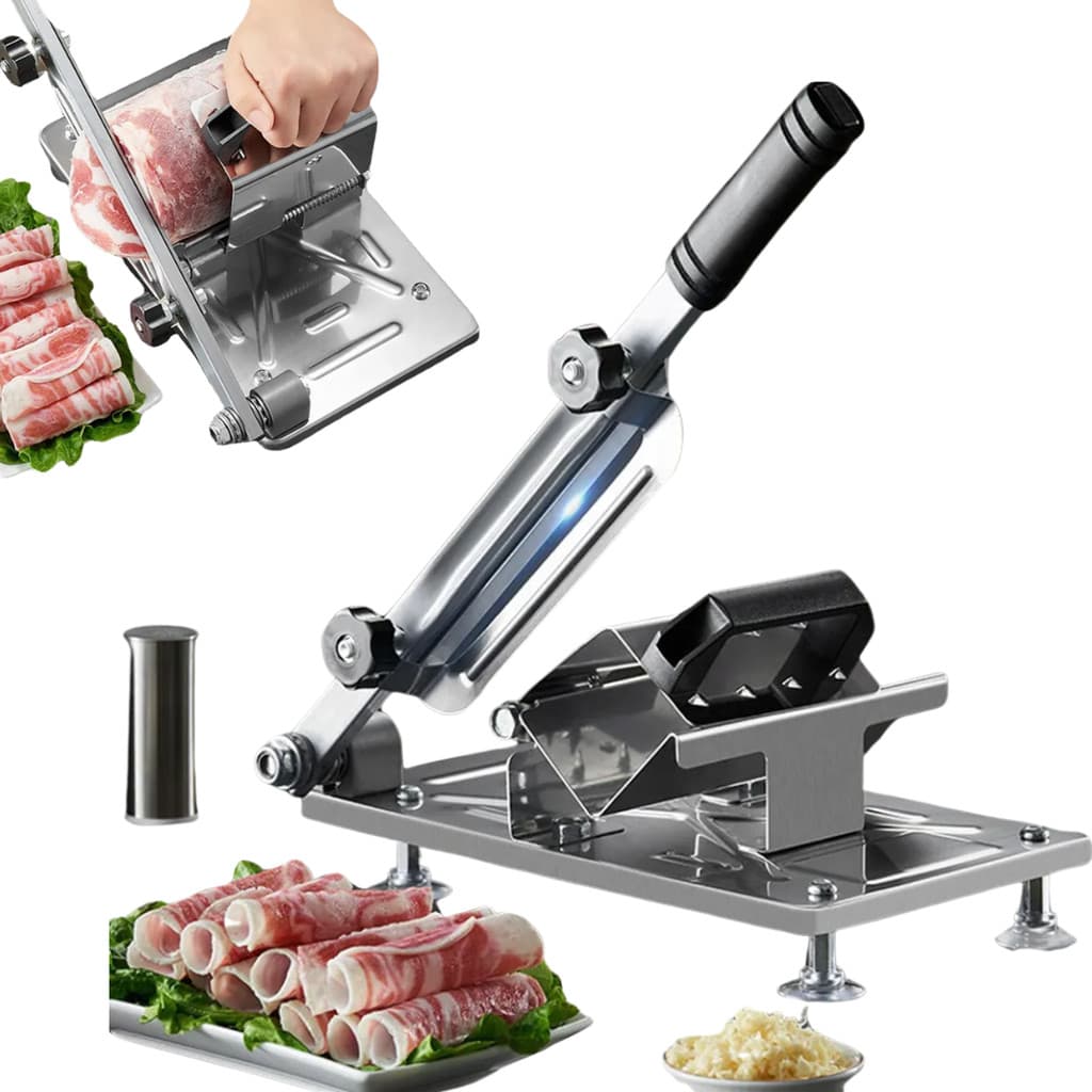 Fatiador Manual de Carnes Cortador de Frios Legumes Lâmina Ajustável Multifuncional Aço Inoxidável