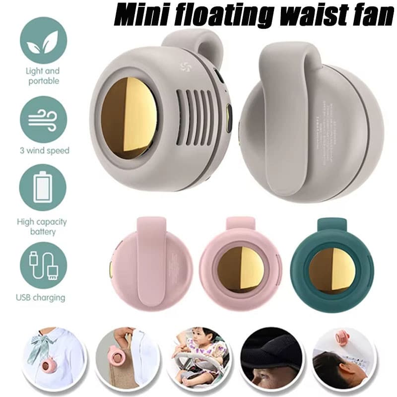 Mini Ventilador De Pescoço Usb Recarregável Cintura Suspenso Silencioso Pequeno Adequado Para Acampamento Ao Ar Livre