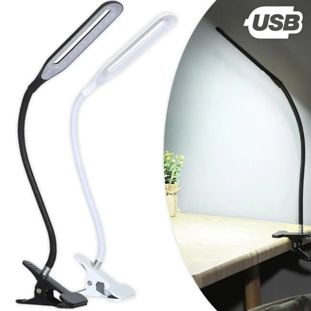 Luminária Mesa LED Presilha Garra Clip Articulada Alimentação USB Leitura Estudo XLS Original JZ-USB