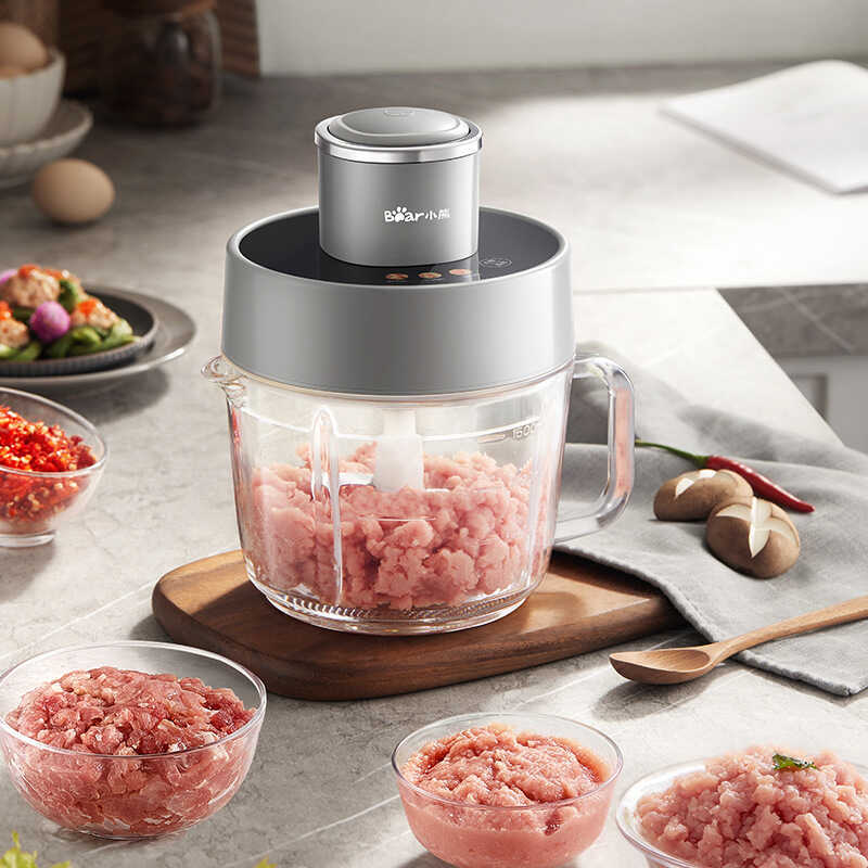 Pequeno urso QSJZHY-F03X2 moedor de carne doméstico máquina de recheio picador de carne 2L faca dupla elétrica multifunc
