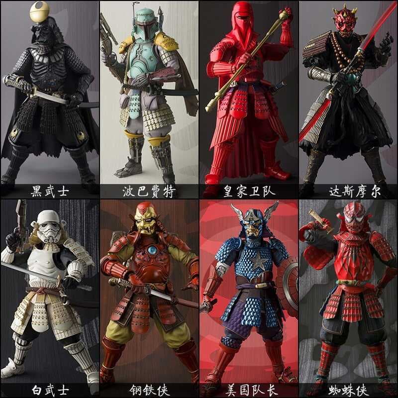 Star Wars Famoso Soldado Branco Geral Preto Samurai Bob Fett Homem-Aranha Deadpool Pode Fazer Caixa Modelo