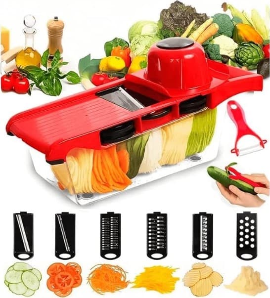 Cortador de Legumes Fatiador Ralador Mandoline Utensilio de Cozinha Corte em Cubos Slicer 6 em 1 Multifuncional BM-A16