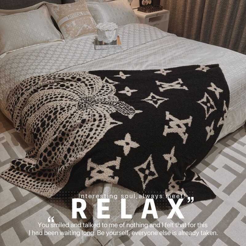 Cobertor retrô meia malha sofá ar condicionado escritório almoço pausa sala de estar lazer cochilo cobertor em branco