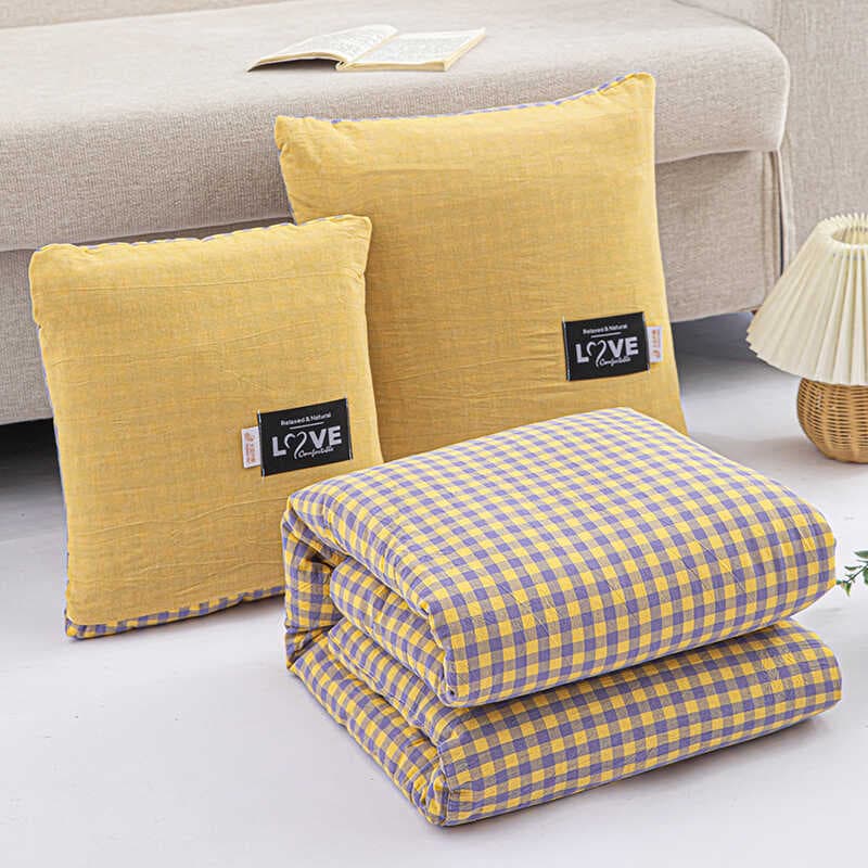 Travesseiro de algodão puro colcha de dupla utilização cobertor de ar condicionado cochilo travesseiro de escritório col