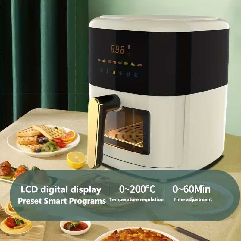 Fritadeira de ar multifuncional com display LCD, controles sensíveis ao toque, programas pré-definidos e capacidade de 5 litros