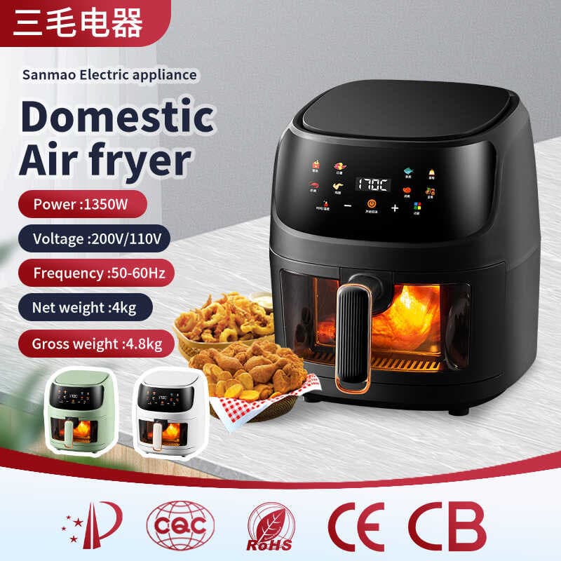 Fritadeira de ar automática multifuncional vídeo fritadeira elétrica OEM fabricante de batatas fritas domésticas 110V