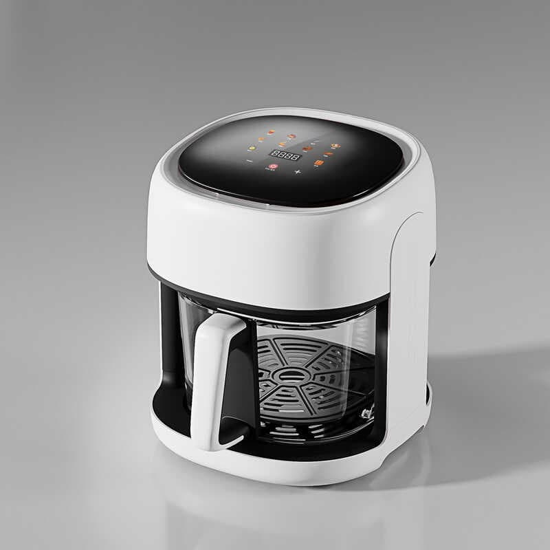 Fritadeira de ar 4.5L de vidro de grande capacidade doméstica automática inteligente transparente Visual multifuncional 