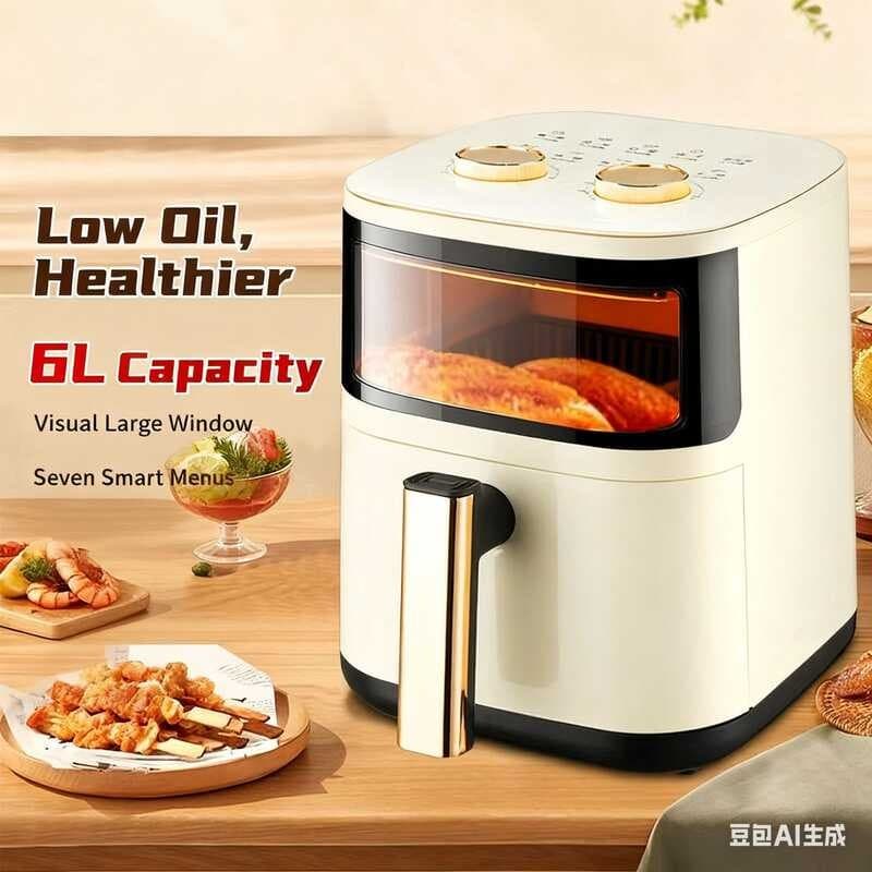 Forno elétrico alemão 6L grande capacidade inteligente multifuncional automático Flip-Free botão Visual ar doméstico