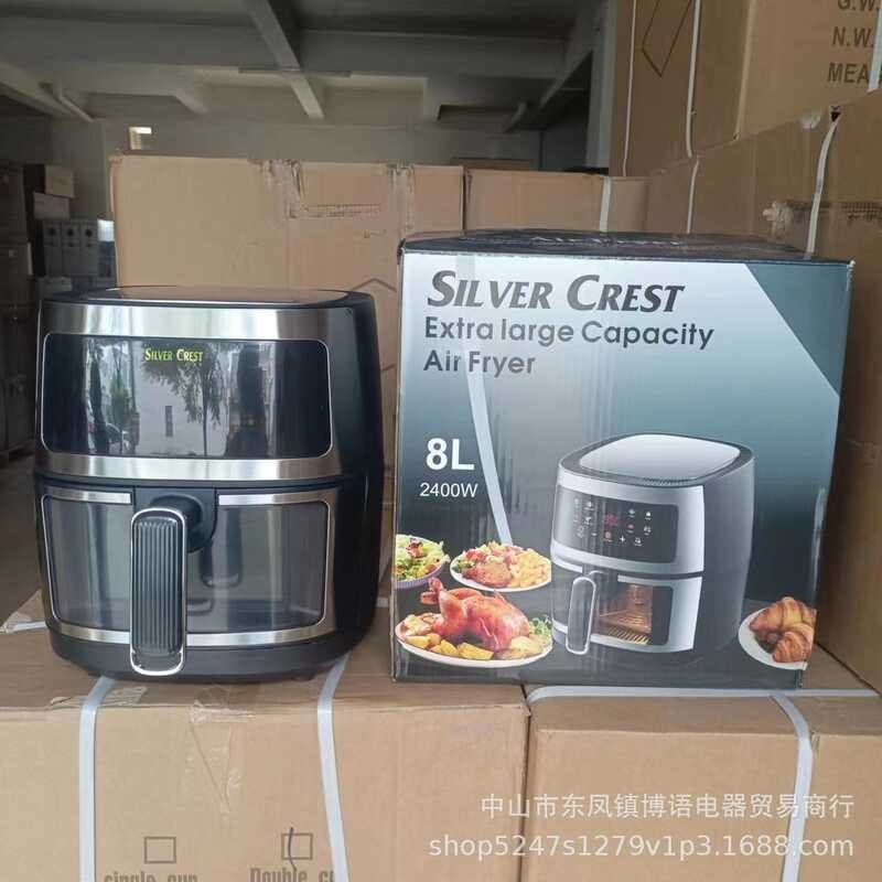 Aço inoxidável vídeo 8L fritadeira de ar grande capacidade doméstico multifuncional tela toque forno elétrico inteligent