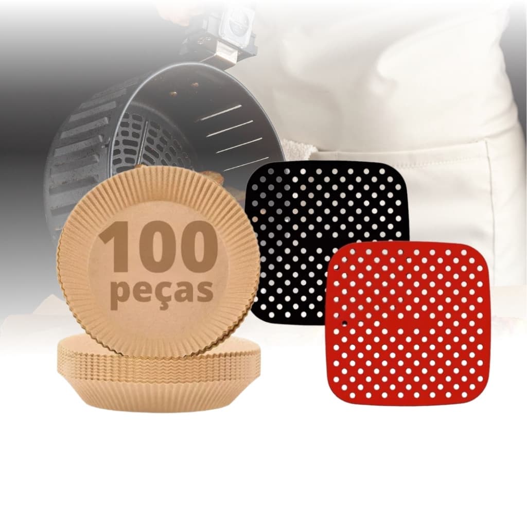 Kit 2 Tapete Forro Silicone Air Fryer Fritadeira Bpa Free Quadrada Mais 100 Forma De Airfryer