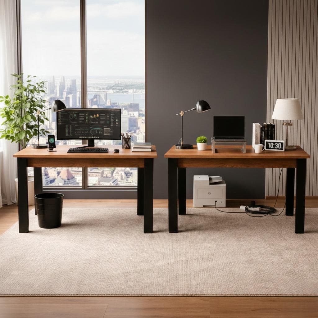 Kit com 2 Escrivaninhas Industriais 90cm Design Moderno para Home Office Pequenos Espaços