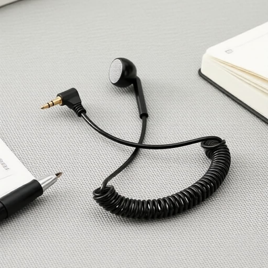  Fone de Ouvido Intra-Auricular 3,5mm Mono, Headset com Fio em Mola e Uso em um Lado, para MP3/Receptor