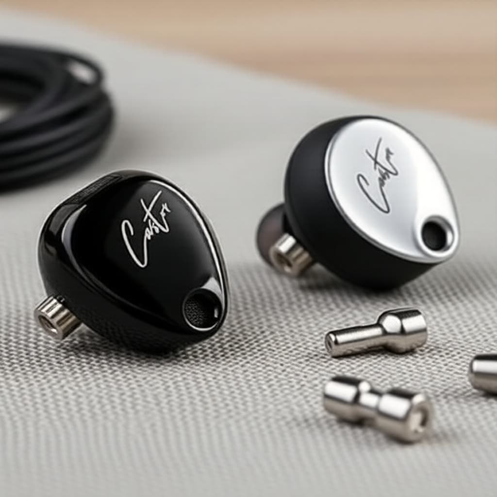 Fones de ouvido Castor 2DD preto e prata com adaptadores