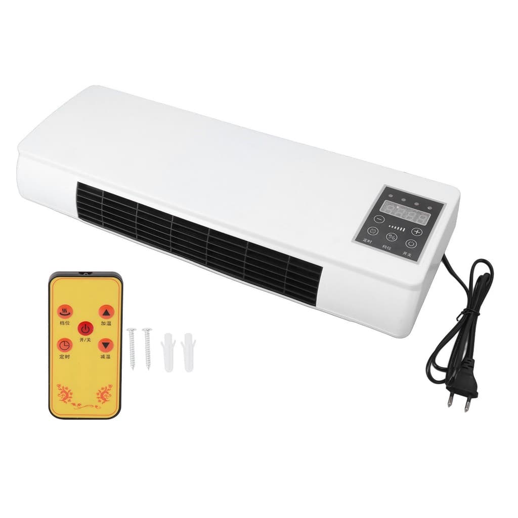 Ar condicionado elétrico 2 em 1 branco com controle remoto amarelo