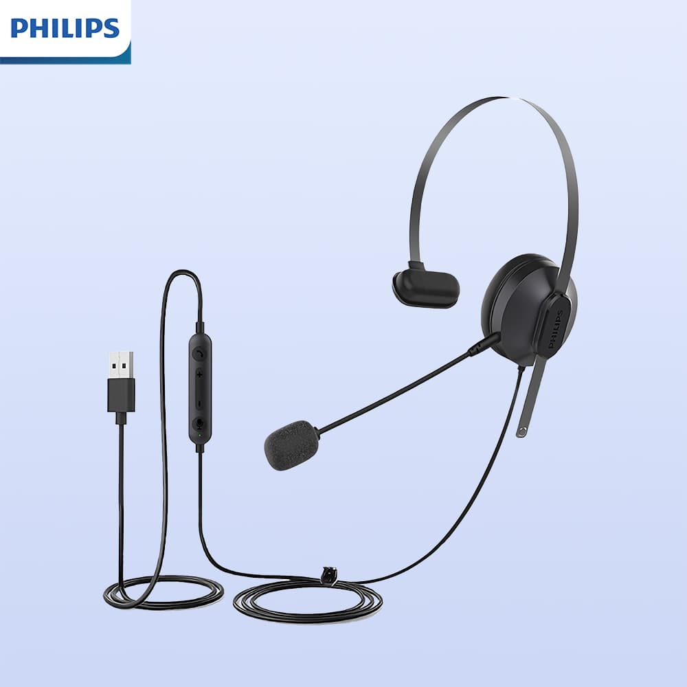 Fone de Ouvido Philips SHM1028 com Microfone Boom e Cancelamento de Ruído