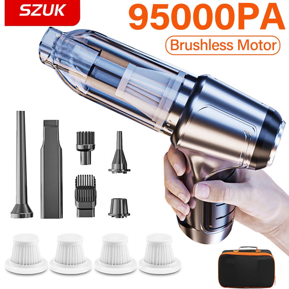Aspirador de pó portátil SZUK 95000PA com motor brushless e acessórios