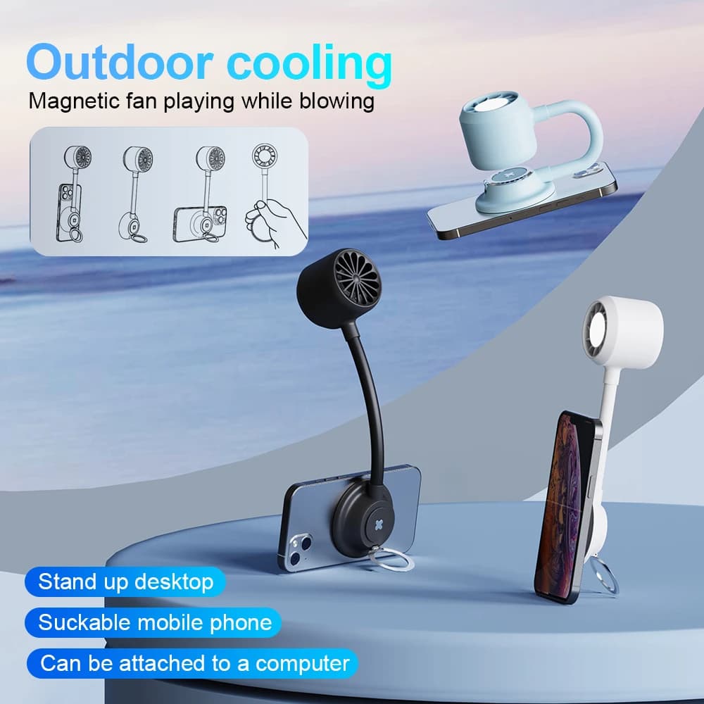  Ventiladores Portáteis Mini Ventilador Magnético de Mão Ventilador USB Recarregável Ventilador Externo Ventilador de