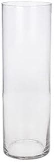 Vaso de vidro cilíndrico transparente para arranjos decorativos, 60cm