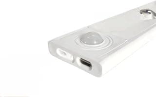 Luz de sensor de movimento branca com lente circular e botão de ajuste