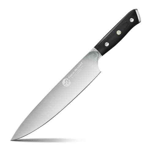 Faca de chef de 8 polegadas com cabo ergonômico preto e lâmina de aço inoxidável