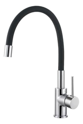 Torneira Cromada Monocomando com Cabo Flexível Preto, Misturador de Água Quente e Fria, Design Moderno e Durável para Cozinha, Com Reparo Cerâmico e Acabamento Triplo em Cromo para Desempenho Superior