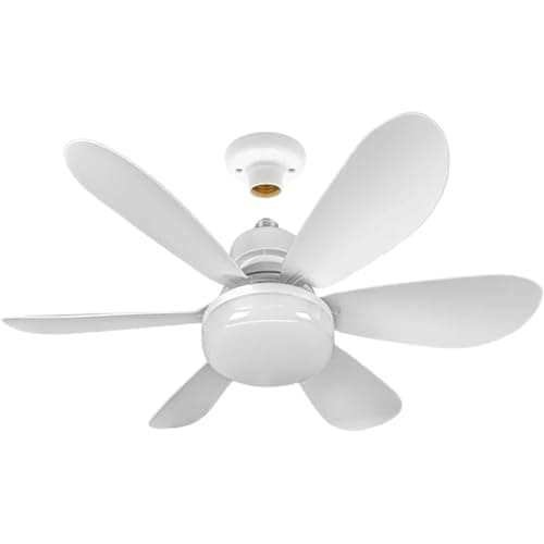 Ventilador de teto branco com lâmpada LED E27 40W, design moderno, controle remoto