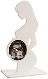 Porta-Retrato Silhueta de Gestante para Ultrassom do Bebê, Decorativo, Branco