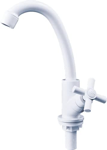 Torneira para banheiro em abs branco bica móvel com registro cruzeta, 1/4 de volta Civitt