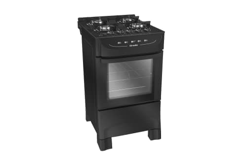 Fogão Mueller preto fosco 4 bocas com mesa de vidro e acendimento automático