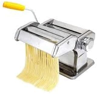 Máquina manual para fazer massa de macarrão em aço inoxidável, com cabo amarelo