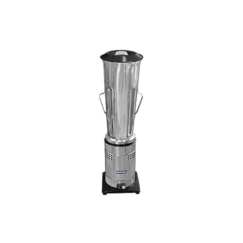 Liquidificador industrial de baixa rotação Metvisa 10L, cor prata, fundo branco, com tampa preta e base preta com botões.