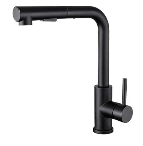 Torneira Cozinha Gourmet Extensível Monocomando Quadrada 2 Jatos Bancada (Preto)