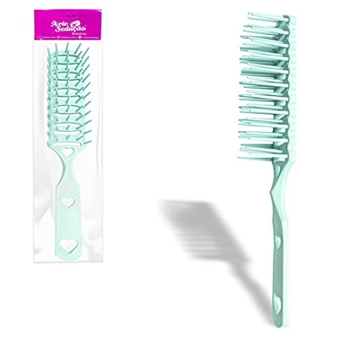 Escova Desembaraça Cabelos de Plástico Pente Modelo Jacaré Cachos Cor Verde