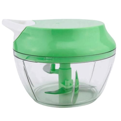 Processador de alimentos verde 500ml com lâminas de inox, acionamento manual por corda